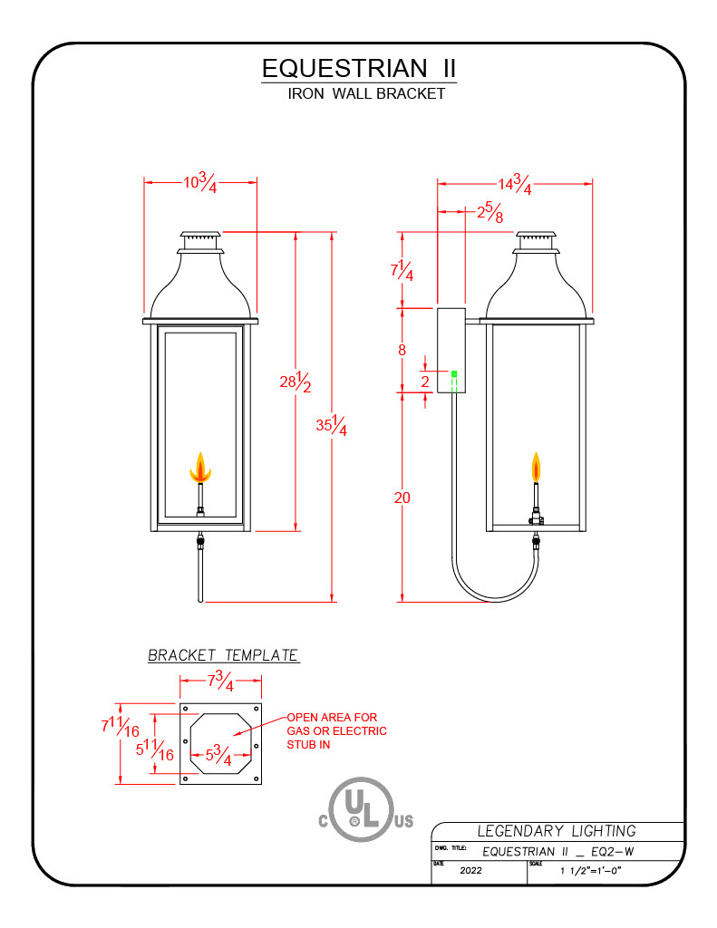 Rampart Standard Bracket Gas Lanterns, Copper Gas & Electric Lanterns